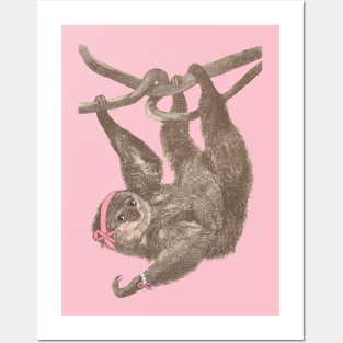 Lispe Sloth Pink Breast Cancer Awareness Warrior Posters and Art